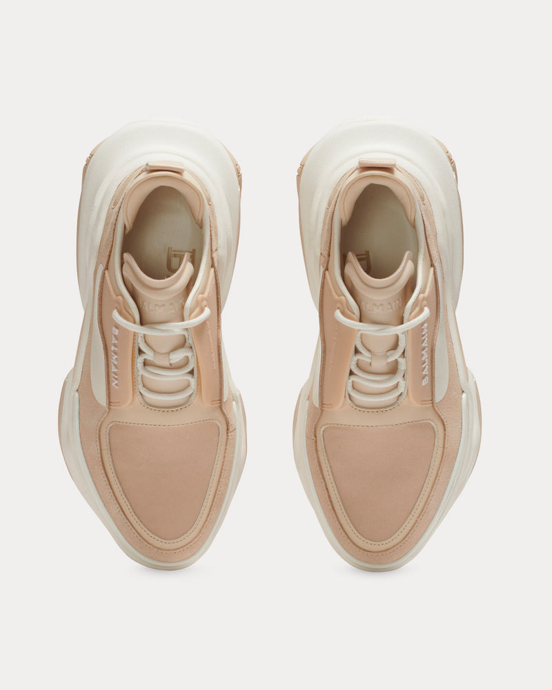 Balmain B-Bold Leather & Suede Beige Low Top Sneakers - 2
