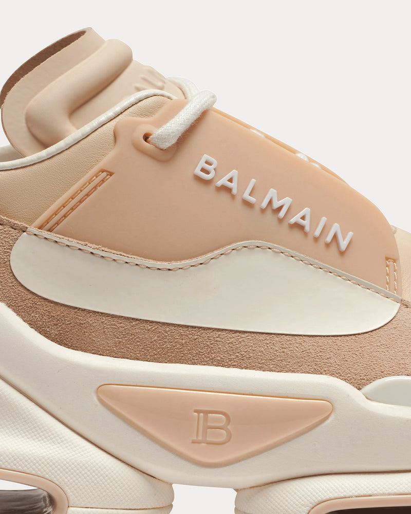 Balmain B-Bold Leather & Suede Beige Low Top Sneakers - 5
