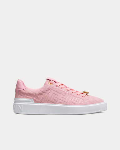 Balmain B-Court Embossed Balmain Monogram Pink Low Top Sneakers