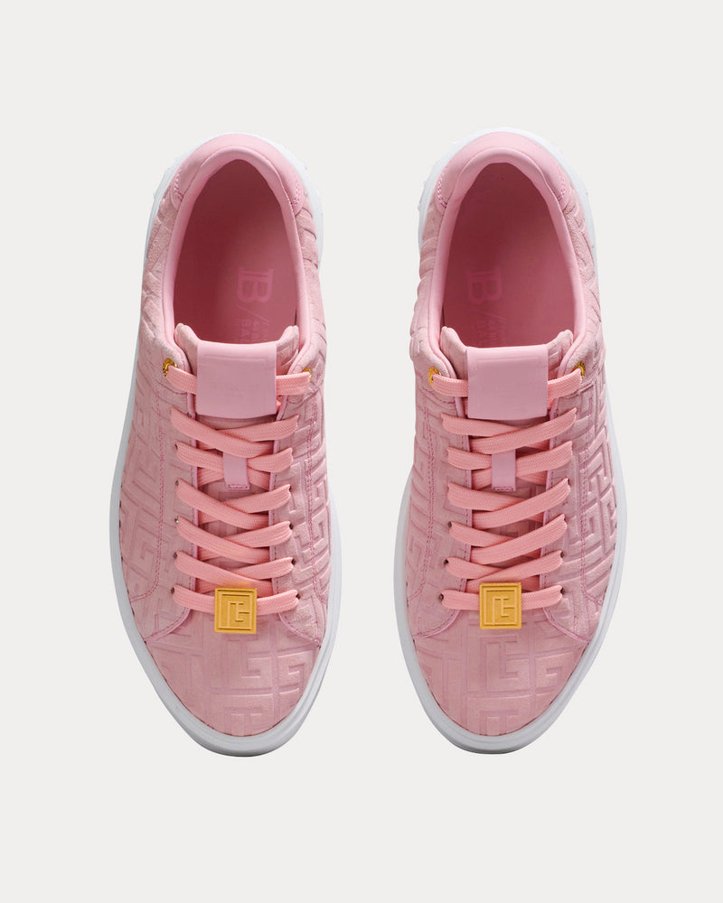 Balmain B-Court Embossed Balmain Monogram Pink Low Top Sneakers - 2