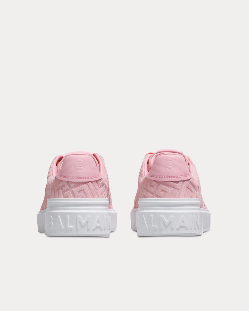Balmain B-Court Embossed Balmain Monogram Pink Low Top Sneakers - 4