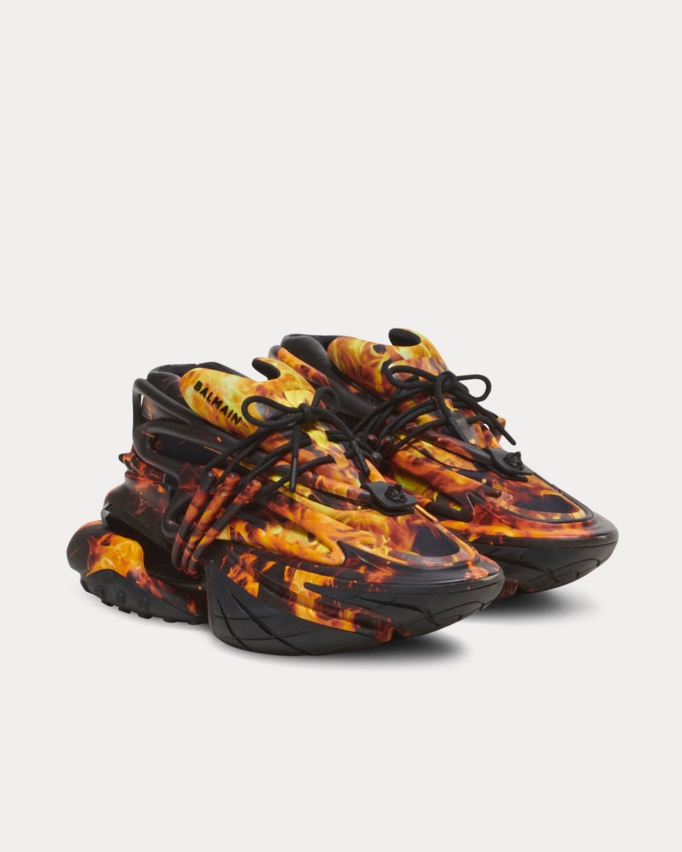 Balmain Unicorn panelled chunky-sole trainers - Orange