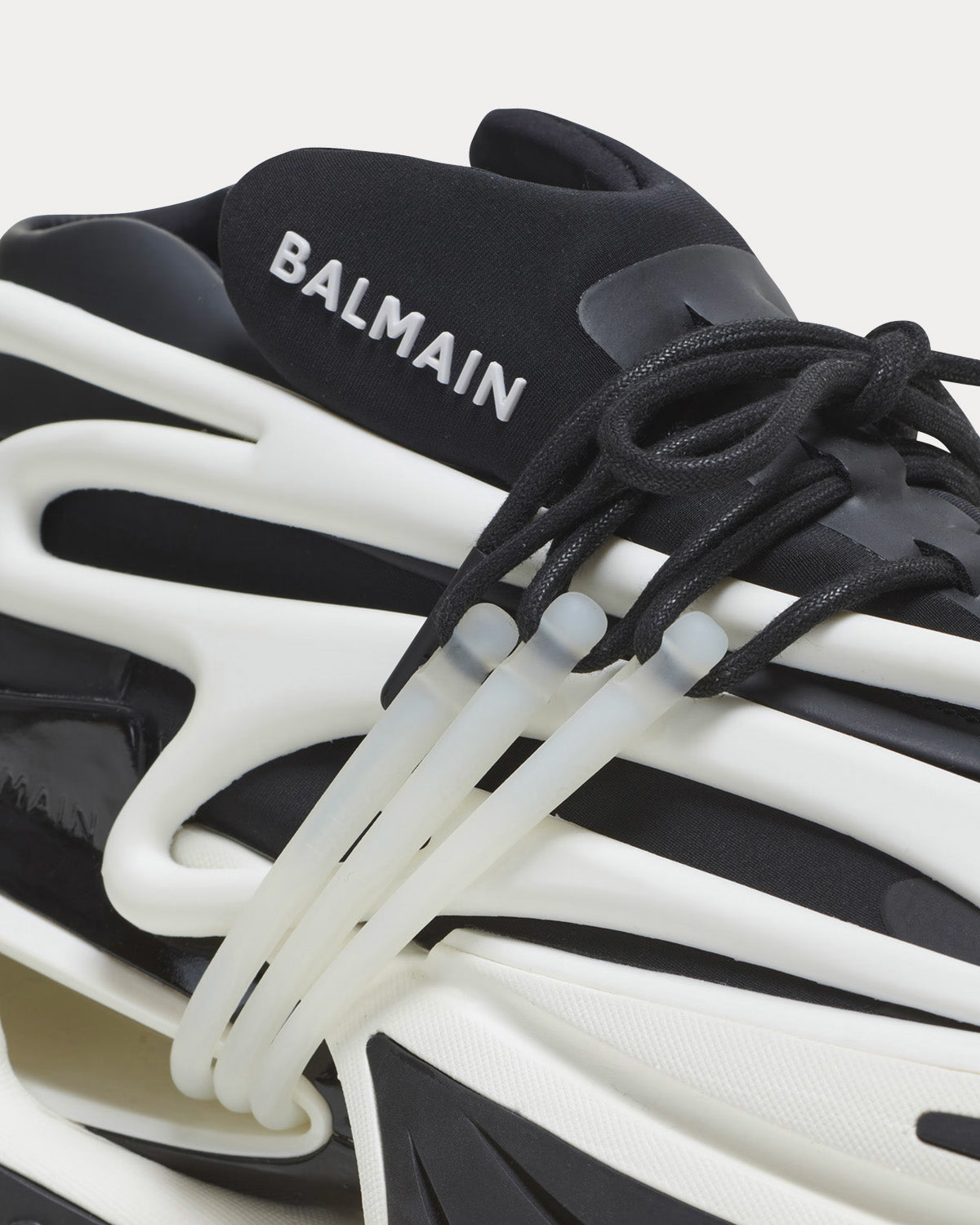 Balmain - Unicorn Two-Tone Neoprene & Leather Black / White Low Top Sneakers