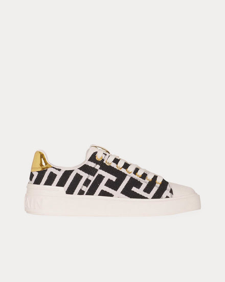 Balmain B-Court Bicolor Jacquard White / Black Low Top Sneakers - 1
