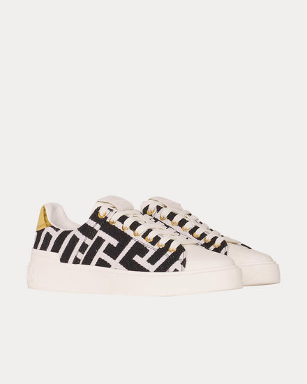 Balmain B-Court Bicolor Jacquard White / Black Low Top Sneakers - 3