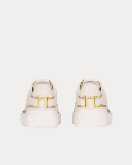 Balmain B-Court Bi-Color Calfskin White / Gold Low Top Sneakers - 4