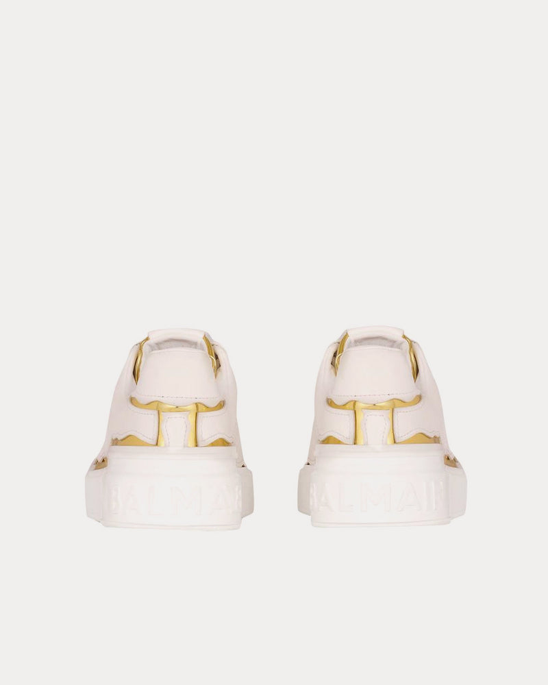 Balmain B-Court Bi-Color Calfskin White / Gold Low Top Sneakers - 4