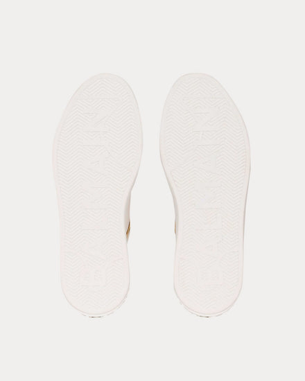Balmain B-Court Bi-Color Calfskin White / Gold Low Top Sneakers - 5