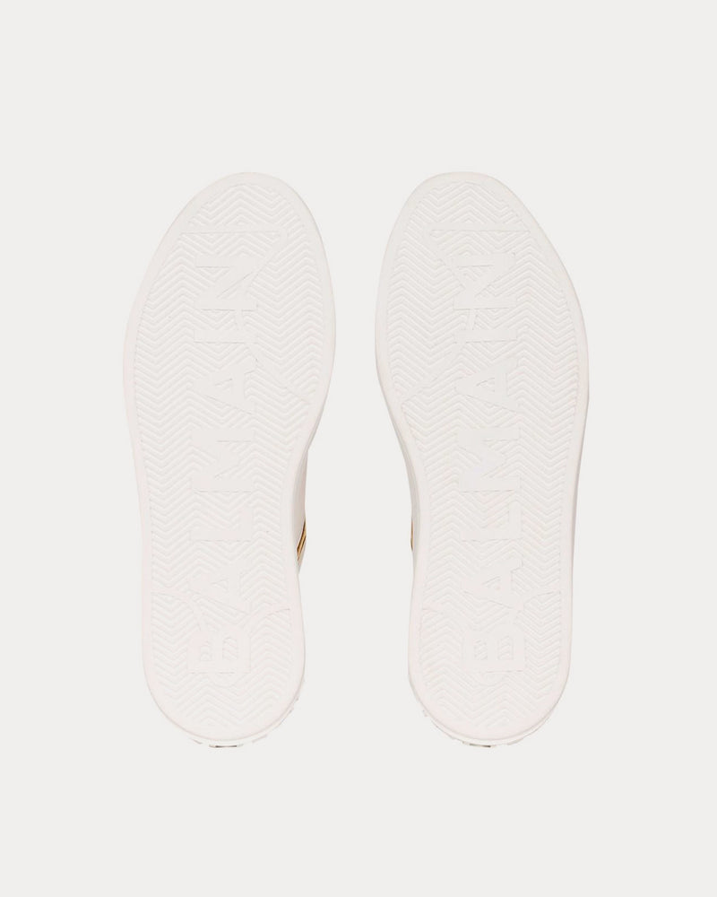 Balmain B-Court Bi-Color Calfskin White / Gold Low Top Sneakers - 5
