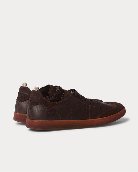 Officine Creative Kombo Nubuck-Trimmed Leather  Dark brown low top sneakers - 3