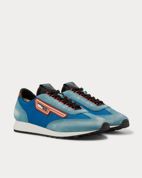 Milano 70 Nylon and Suede  Light blue low top sneakers