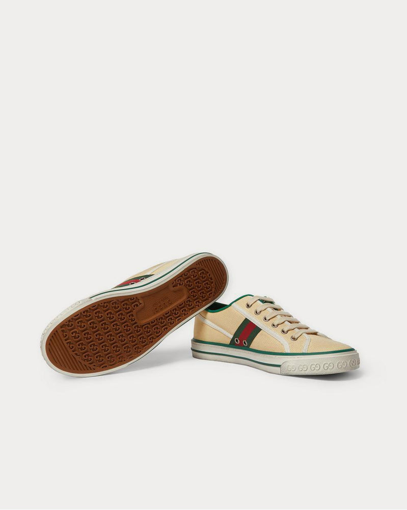 Gucci Distressed Canvas and Webbing  Cream low top sneakers - 3