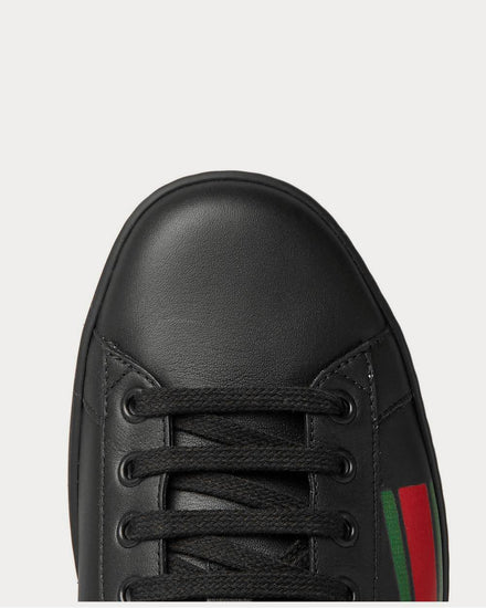 Gucci Ace Logo-Print Leather  Black low top sneakers - 5