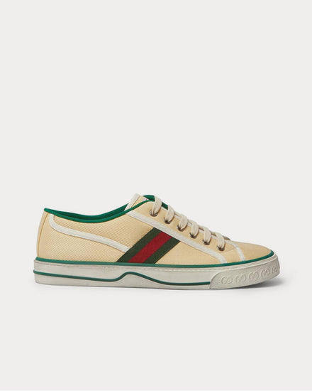 Gucci Distressed Canvas and Webbing  Cream low top sneakers - 1