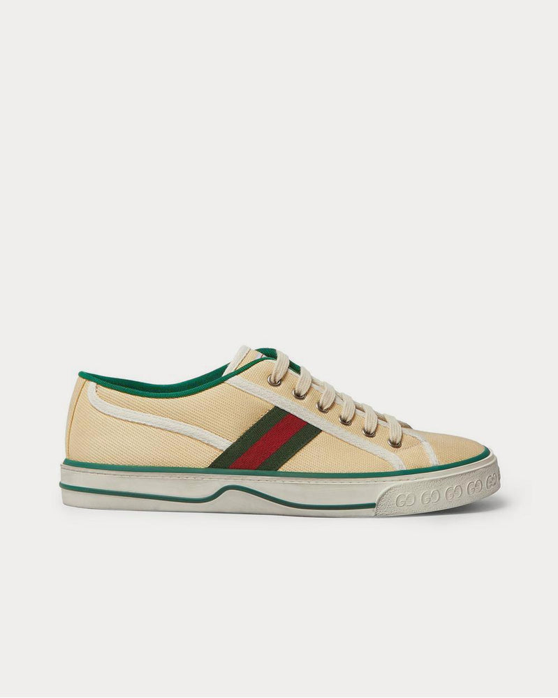Gucci Distressed Canvas and Webbing  Cream low top sneakers - 1