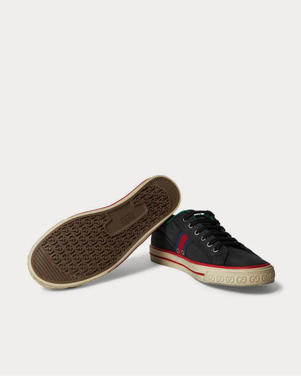 Gucci Distressed Canvas and Webbing  Black low top sneakers - 3