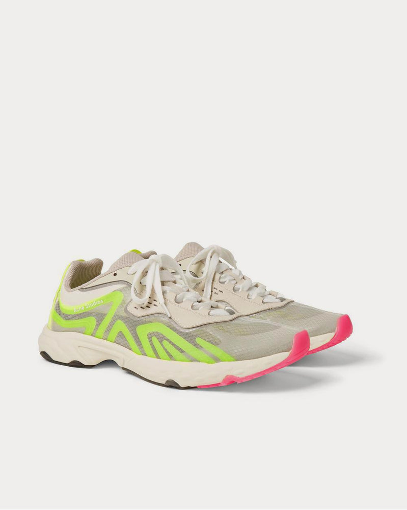 Acne Studios Faux Suede- and Rubber-Trimmed Ripstop  Light gray low top sneakers - 2