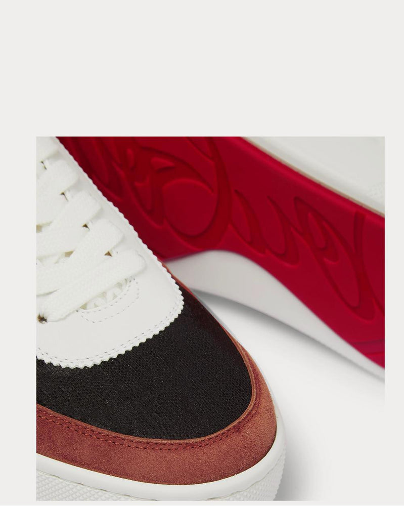 Christian Louboutin Happyrui Leather, Suede and Glittered Mesh  White low top sneakers - 4