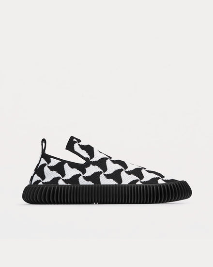 Bottega Veneta Ripple Black / Optic White Slip On Sneakers - 1