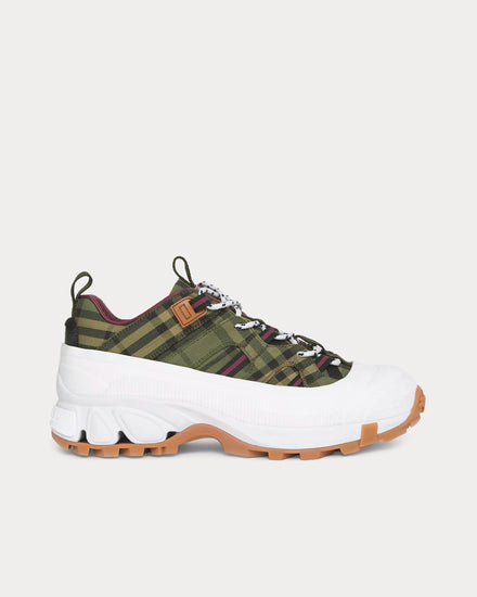 Burberry Women's Arthur Check Cotton Military Green Low Top