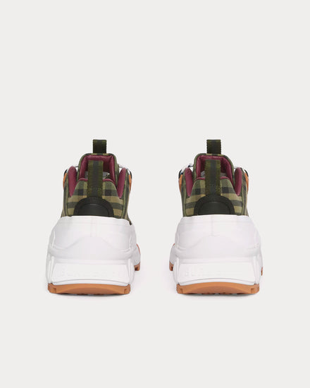 Burberry Arthur Check Cotton Military Green Low Top Sneakers - 3
