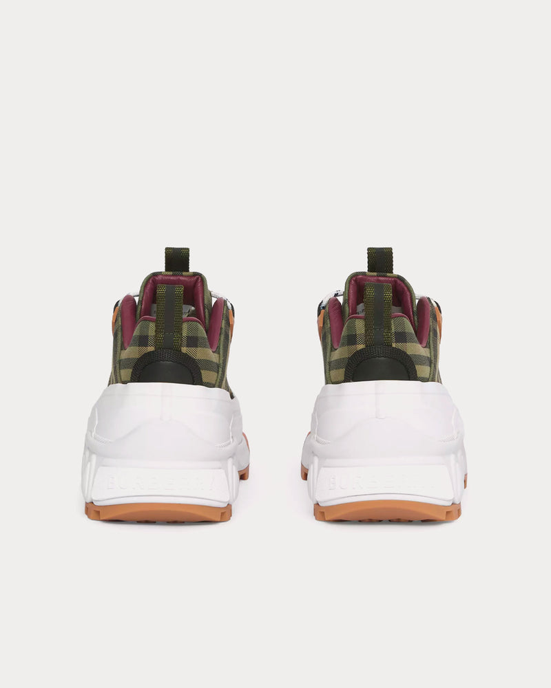 Burberry Arthur Check Cotton Military Green Low Top Sneakers - 3
