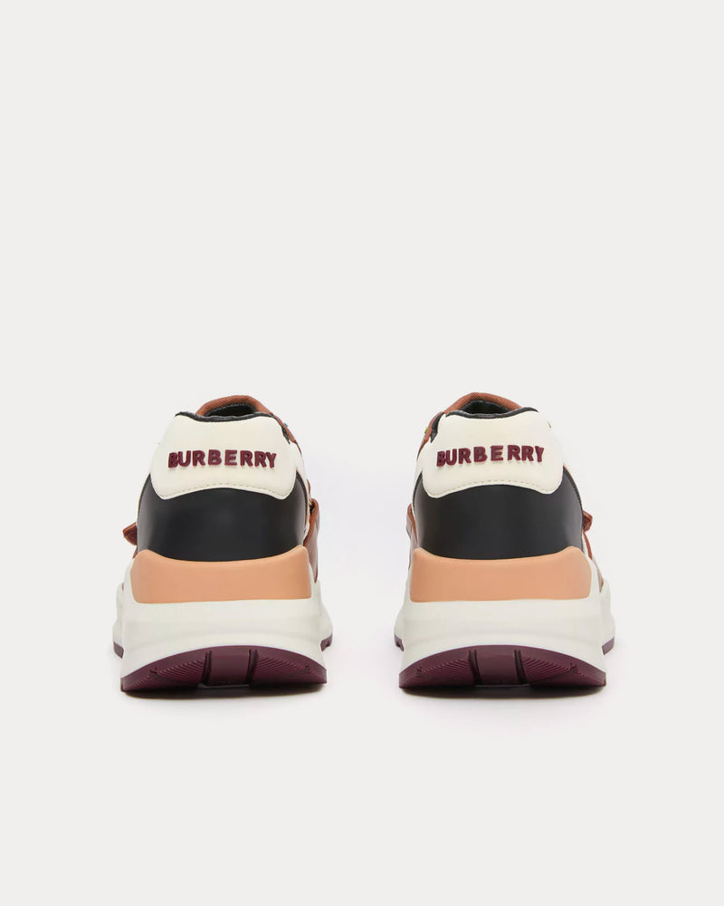 Burberry Check Cotton, Nylon & Leather White / Birch Brown Low Top Sneakers - 4