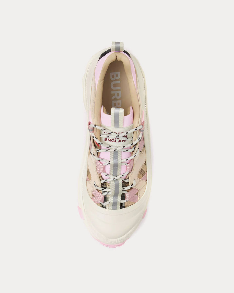 Burberry Arthur Check Cotton & Leather Pale Peach Low Top Sneakers - 2