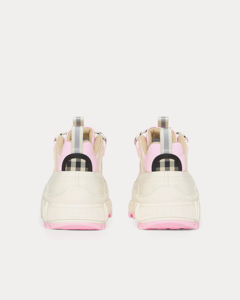 Burberry Arthur Check Cotton & Leather Pale Peach Low Top Sneakers - 4