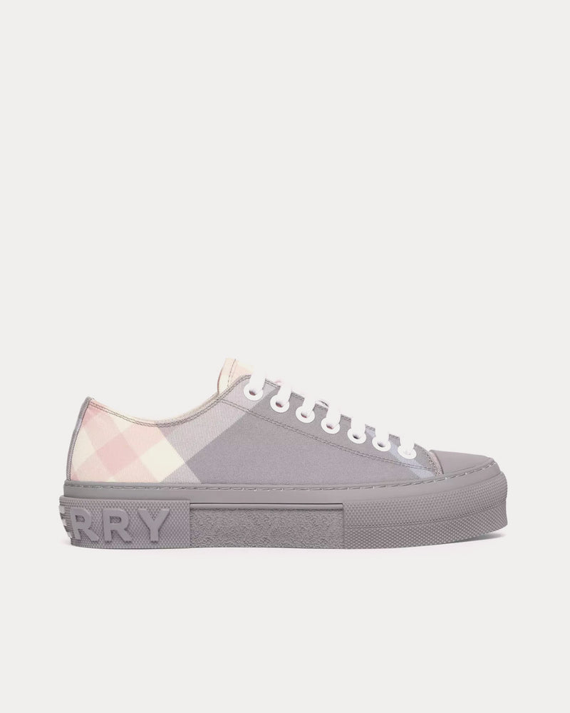 Burberry Check Cotton Pale Grey Low Top Sneakers - 1