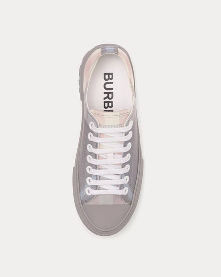 Burberry Check Cotton Pale Grey Low Top Sneakers - 2