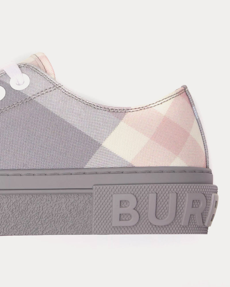 Burberry Check Cotton Pale Grey Low Top Sneakers - 3