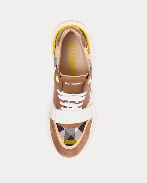 Check, Suede & Leather Wheat Low Top Sneakers
