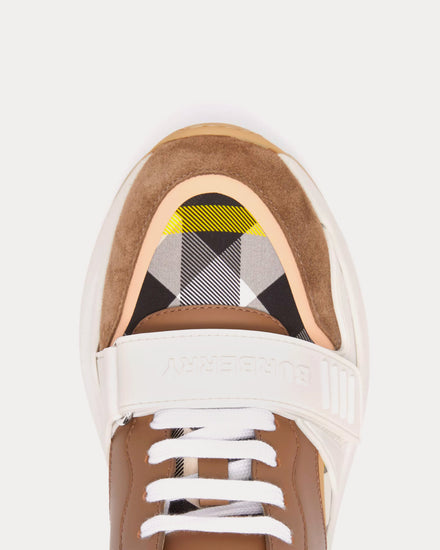 Burberry Check, Suede & Leather Wheat Low Top Sneakers - 4