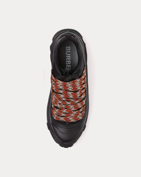 Arthur Lace Detail Leather & Nylon Black / Dark Birch Brown Low Top Sneakers