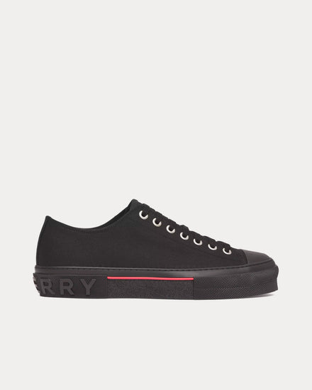 Burberry Logo Detail Cotton Black Low Top Sneakers - 1