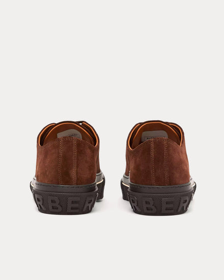 Burberry Logo Detail Suede Brown Low Top Sneakers - 4