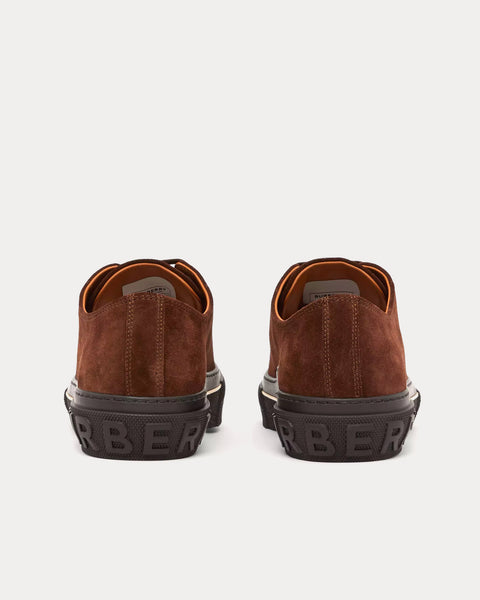 Logo Detail Suede Brown Low Top Sneakers