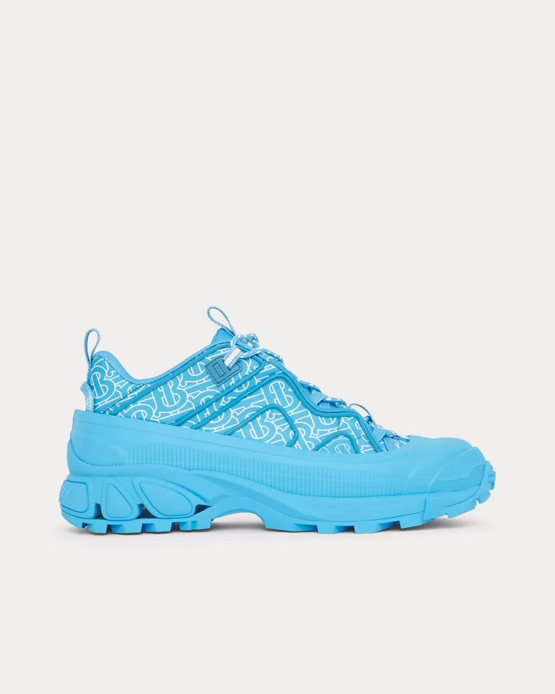 Burberry Arthur Monogram Print Nylon Blue Topaz Low Top Sneakers - 1