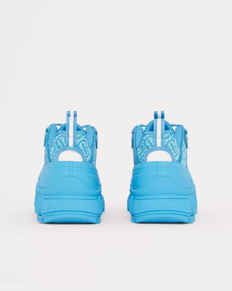 Burberry Arthur Monogram Print Nylon Blue Topaz Low Top Sneakers - 4