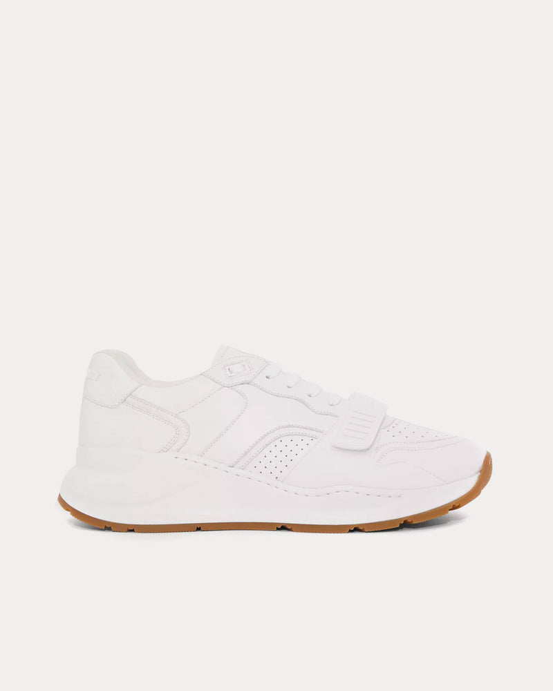 Burberry Perforated Detail Leather Optic White Low Top Sneakers - 1