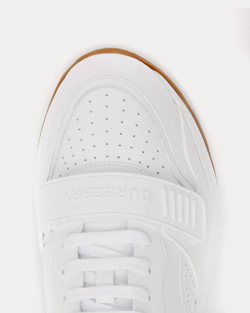 Burberry Perforated Detail Leather Optic White Low Top Sneakers - 3