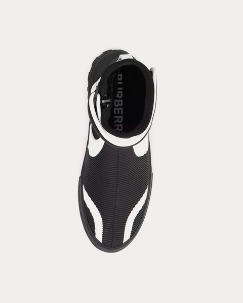 Stretch Nylon & Rubber Sub Black / White High Top Sneakers