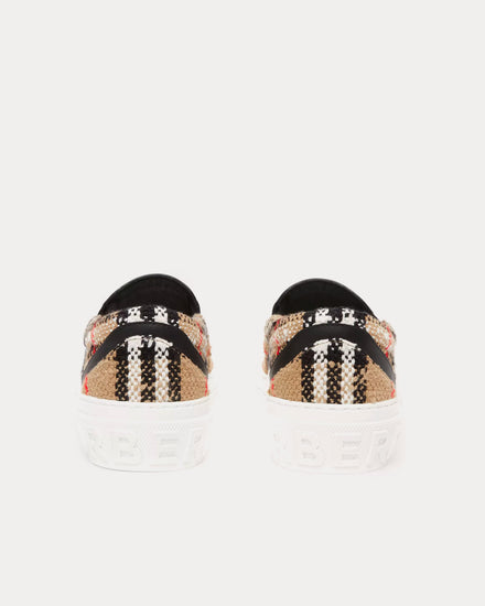 Burberry Vintage Check Cotton Wool Blend  Archive Beige Slip On Sneakers - 3