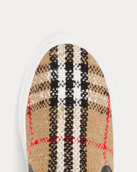Burberry Vintage Check Cotton Wool Blend  Archive Beige Slip On Sneakers - 4