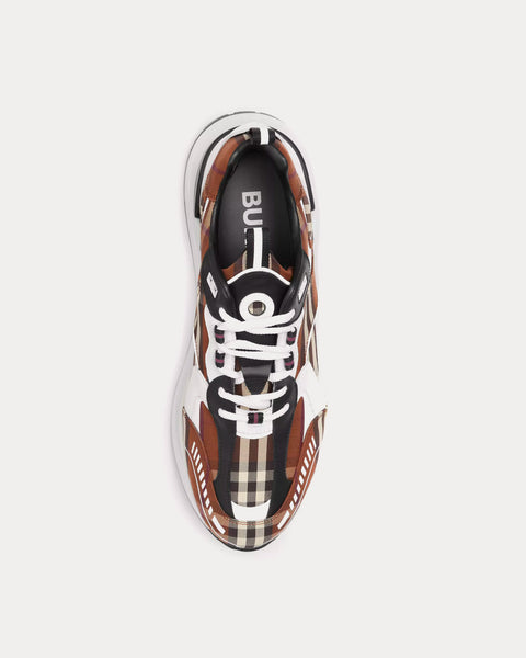 Vintage Check Cotton & Leather Dark Birch Brown Low Top Sneakers