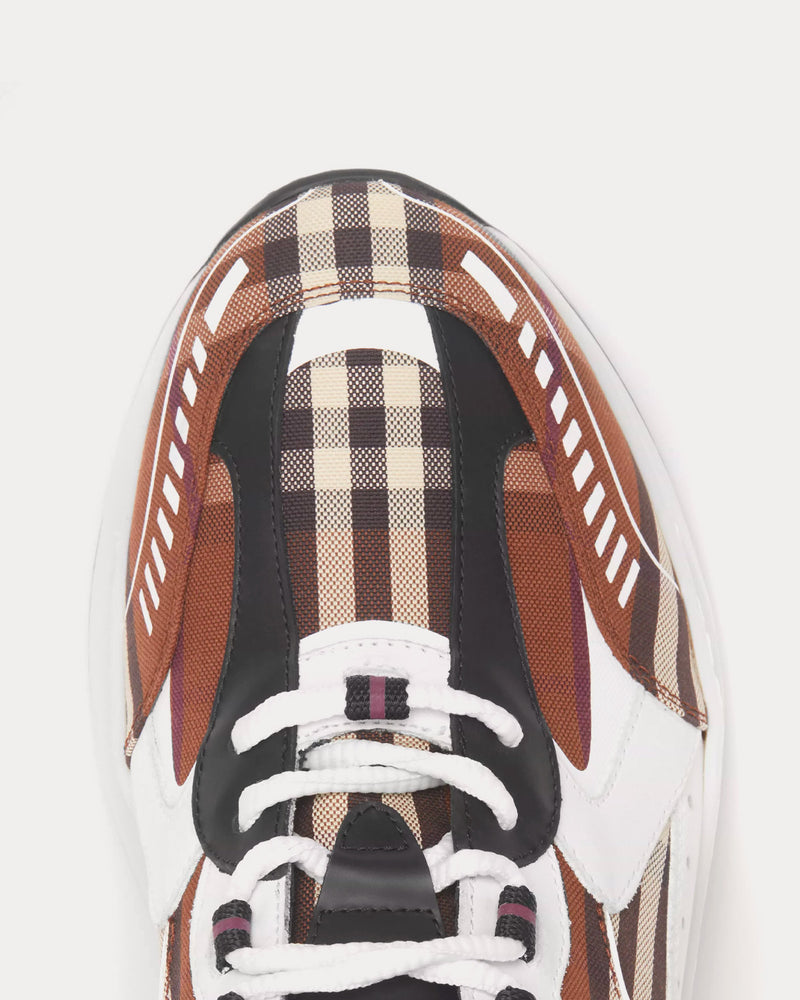 Burberry Vintage Check Cotton & Leather Dark Birch Brown Low Top Sneakers - 5