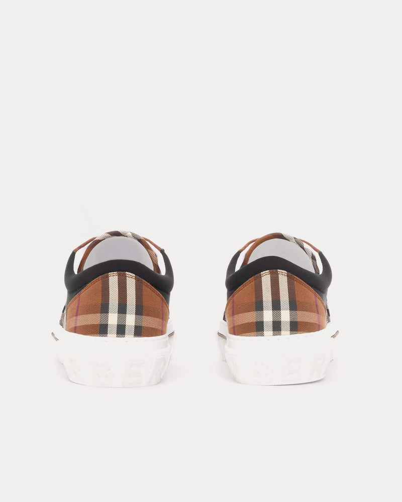 Burberry Vintage Check Cotton & Neoprene Dark Birch Brown Low Top Sneakers - 3