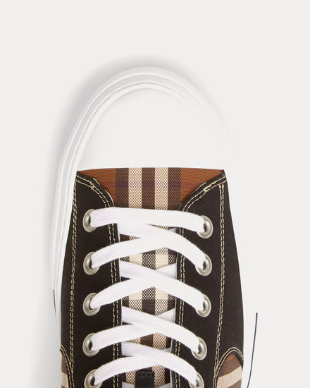Burberry Vintage Check Cotton & Neoprene Black / Dark Birch Brown High Top Sneakers - 5