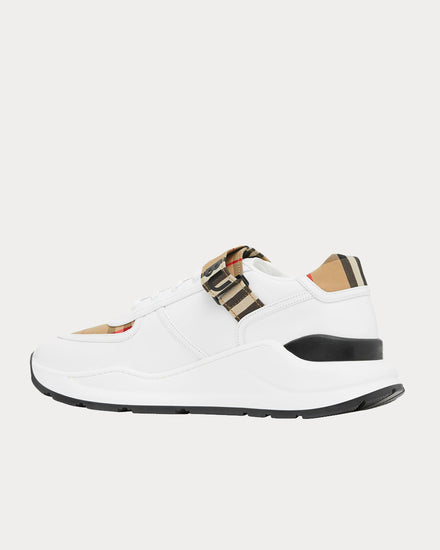 Burberry Vintage Check Logo-Strap Beige / White Low Top Sneakers Sneakers - 4